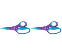 Fiskars Tijeras infantiles, Tijeras para niños grandes de 8 a 11 años, Para diestros, SoftGrip, Longitud: 15 cm, Color degradado, morado, 1067852 (Paquete de 2)