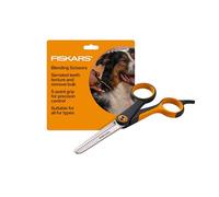 Fiskars Tijeras mezcladoras para mascotas, tijeras de mezcla precisas duraderas, dientes dentados y mango SoftGrip™ de 5 puntos, 6.5 pulgadas