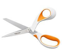 Fiskars Tijeras multiuso, Longitud de las hojas: 9,5 cm, Hoja de acero inoxidable/Mangos de plástico, Naranja, RazorEdge, 1014579