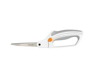 Fiskars Tijeras multiusos Softgrip, Acción fácil, Longitud: 26 cm, Hoja de acero inoxidable/mangos de plástico, Blanco, 1059564