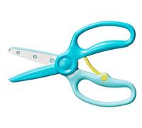 Fiskars Tijeras para niños, A partir de 3 años, Para aprender a cortar | Longitud: 13 cm, cuchillas de metal con revestimiento de plástico/asas de plástico, azul y verde, entrenamiento, 1064068