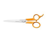 Fiskars Tijeras para pelo Classic, Con reposadedos, Diestros y zurdos, Longitud total: 17 cm, Ergonomía del mango mejorada, Acero/Plástico, Naranja, 1075062