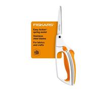 Fiskars Tijeras para tejidos Softgrip, Con micropunta, Longitud: 15 cm, Hoja de acero inoxidable/Mangos de plástico, Blanco/Gris, Easy Action, 1070029