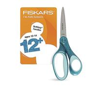 Fiskars Tijeras SoftGrip de 7 pulgadas con purpurina para niños mayores de 12 años, tijeras para la escuela o manualidades, suministros de regreso a clases, purpurina turquesa (paquete de 1)