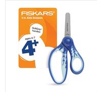 Fiskars Tijeras SoftGrip de punta roma de 5 pulgadas para niños de 4 a 7 años, tijeras para la escuela o manualidades, suministros de regreso a clases, relámpago azul