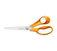Fiskars Tijeras universales para tejidos y manualidades Classic, Para Diestros, Longitud total: 21 cm, Tornillo Torx mejorado y mango más ergonómico, Acero/Plástico, Naranja, 1075032