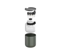 Fiskars Urban Plant Care Sistema de riego automático | Riego Automático de Plantas, Depósito de 4,4 l y 4 Conos de Cerámica, Acero Recubierto, Verde Oscuro/Negro, 1075319