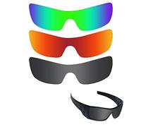 Fiskr Anti-Saltwater polarizadas Lentes de Repuesto para Oakley Batwolf 3 par Pack, para Todo el año, Stealth Black & Fire Red & Emerald Green