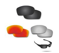 fiskr anti-saltwater polarizadas lentes de repuesto para Oakley Fives Squared 3 par Pack, para todo el año , Stealth Black & Metallic Silver & Fire Red