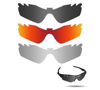 fiskr anti-saltwater polarizadas lentes de repuesto para Oakley Radar Path Vented 3 par Pack, Alternativo, Stealth Black & Metallic Silver & Fire Red