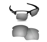 Fiskr Lentes polarizadas de repuesto compatibles con gafas de sol Oakley Flak 2.0 XXL OO9488, resistentes a los impactos y ajuste perfecto, Plateado metálica, Talla única