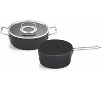 Fissler Adamant Juego de Cacerolas de Aluminio, 2 Piezas, con Tapadera de Vidrio, Antiadherente (1 Rustidera, 1 Cazo), Inducción