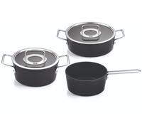 Fissler Adamant Juego de Cacerolas de Aluminio, 3 Piezas, con Tapadera de Vidrio, Antiadherente (1 Cacerola, 1 Sartén, 1 Cazo), Inducción