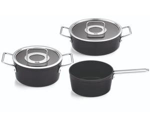 Fissler Adamant Juego de Cacerolas de Aluminio, 3 Piezas, con Tapadera de Vidrio, Antiadherente (1 Cacerola, 1 Sartén, 1 Cazo), Inducción
