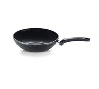 Fissler Ceratal Wok Orbit Black Sartén de aluminio de 3,7 l y 28 cm de diámetro, sartén de cerámica con revestimiento antiadherente, de borde alto, libre de PFAS/PTFE, fabricada en Alemania, inducción