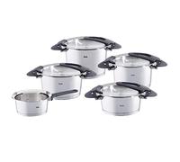 Fissler Intensa Juego de ollas de acero inoxidable, 5 piezas, 3 ollas y 1 cacerola con tapa de metal, 1 cazo sin tapa, inducción