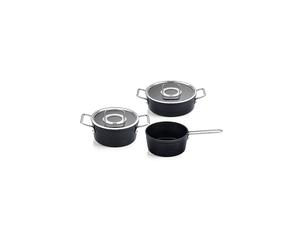 FISSLER Kochtopf Set 3tlg. mit Stielkasserolle ADAMANT Antihaft/Schwarz negro
