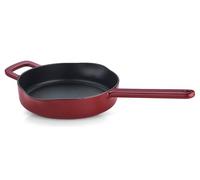 Fissler Moments Collection Sartén de hierro fundido esmaltado de 24 cm de diámetro, antiadherente, de borde alto, con vertedores, lazo para colgar, libre de PFAS/PTFE, inducción, color rojo burdeos