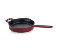 Fissler Moments Collection Sartén de hierro fundido esmaltado de 26 cm de diámetro, antiadherente, de borde alto, con vertedores, lazo para colgar, libre de PFAS/PTFE, inducción, color rojo burdeos