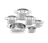 Fissler Original-Profi Collection 084-388-06-001/0 Juego de Ollas de Acero Inoxidable + Sartén de Servir Incluida, 5 Piezas, Ollas con Tapadera Metálica (3 Cacerolas, 1 Rustidera y 1 Cazo), Inducción