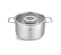 Fissler Pure Collection Olla de 5,7 L y 24 cm de Diámetro, Acero Inoxidable, con Tapadera de Vidrio, Escala de Medición Interior, Inducción