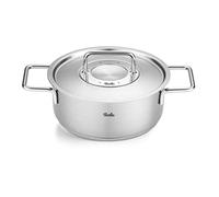 Fissler Pure Collection Rustidera de 2,4 L y 20 cm de Diámetro, Acero Inoxidable, con Tapadera de Vidrio, Escala de Medición Interior, Inducción