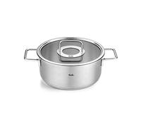 Fissler Pure Collection Rustidera de 3,9 L y 24 cm de Diámetro, Acero Inoxidable, con Tapadera de Vidrio, Escala de Medición Interior, Inducción