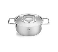 Fissler Pure Collection Rustidera de 3,9 L y 24 cm de Diámetro, Acero Inoxidable, con Tapadera Metálica, Escala de Medición Interior, Inducción