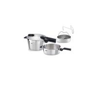 Fissler Vitaquick Premium - Juego de 2 ollas a presión (22 cm, olla a presión de 4,5 L + sartén a presión de 2,5 L, diámetro de 2,5 L, 2 niveles de cocción, fabricado en Alemania, inducción)