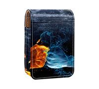 Fist Fire Water Fight - Estuche portátil para lápiz labial, mini caja de almacenamiento de lápiz labial con espejo para mujer, Varios colores, 9.5x2x7 cm/3.7x0.8x2.7 in