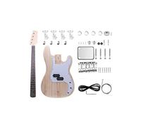 Fistrock Kit de bajo para principiantes, estilo PB, 4 cuerdas para diestros con cuerpo de paulownia, cuello de arce duro, diapasón laminado de álamo teñido, herrajes cromados, construye tu propia