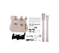 Fistrock Kit de guitarra eléctrica de doble cuello, para diestros con cuerpo de tilo, cuello de arce duro, diapasón de arce, herrajes cromados, para construir tu propia guitarra.