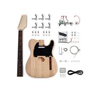 Fistrock Kit de guitarra eléctrica DIY Kit de 6 cuerdas para diestros con cuerpo de ceniza, cuello de arce duro, diapasón de palisandro, accesorios cromados para construir tu propia guitarra.