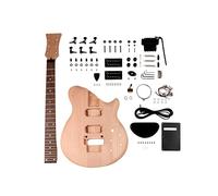 Fistrock Kit de guitarra eléctrica para principiantes, 6 cuerdas para diestros con cuerpo de caoba, cuello de arce duro, diapasón de palisandro, herrajes negros, construye tu propia guitarra.