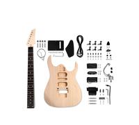 Fistrock Kit de guitarra eléctrica para principiantes, 6 cuerdas para diestros con cuerpo de tilo, cuello de arce duro, diapasón laminado de álamo, herrajes cromados, para construir tu propia guitarra