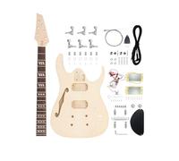 Fistrock Kit de guitarra eléctrica para principiantes, kit de 6 cuerdas para diestros con chapa de arce flameada, cuerpo de madera de tilo, cuello de arce duro, diapasón de palisandro, accesorios
