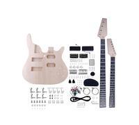 Fistrock Kit de guitarra eléctrica y bajo de doble cuello de 6 cuerdas y 4 cuerdas para diestros con cuerpo de tilo, cuello de arce duro, herrajes cromados para construir tu propio bajo y guitarra.