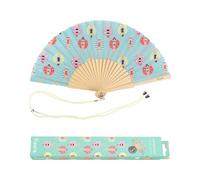 Fisura - Abanico original con estampado juvenil. Abanico de madera moderno y colorido. Medidas: 42,5 x 23 cm. Materiales: Madera y textil. (Nadadoras, azul)