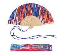 Fisura - Abanico Original con Estampado Tropical. Abanico de Madera Moderno y Colorido. Ventilador de Mano Multicolor. Colgador Incluido. Idea de Regalo Divertido. 42,5 x 23 cm