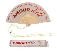 Fisura - Abanico Original con Mensaje “Amour d'eté. Abanico de Madera Moderno y Colorido. Ventilador de Mano Rojo. Colgador Incluido. Idea de Regalo Divertida. 42,5 x 23 cm