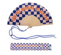 Fisura - Abanico Original con Mensaje “Bailao”. Abanico de Madera Moderno y Colorido. Ventilador de Mano de Cuadros. Colgador Incluido. Idea de Regalo Divertida. 42,5 x 23 cm