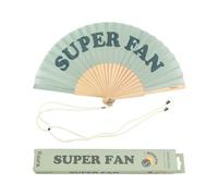 Fisura - Abanico original con mensaje divertido. Abanico de madera moderno y colorido. Medidas: 42,5 x 23 cm. Materiales: Madera y textil. (Super fan, verde)