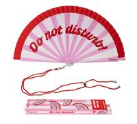Fisura - Abanico Original con Mensaje “Do Not Disturb”. Abanico de Madera Reversible Moderno y Colorido. Ventilador de Mano Rosa y Rojo. Colgador Incluido. Medidas: 42,5 x 23 cm