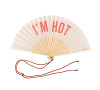 Fisura - Abanico original con mensaje en español o inglés. Abanico de madera moderno y colorido. Medidas: 42,5 x 23 cm. Materiales: Madera y textil. (Hot, beige)