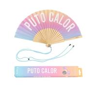 FISURA - Abanico original con mensaje en español o inglés. Abanico de madera moderno y colorido. Medidas: 42,5 x 23 cm. Materiales: Madera y textil. (Calor, degradado)