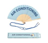 Fisura - Abanico original con mensaje “Have sun”. Abanico de madera moderno y colorido. Ventilador de mano naranja degradado. Colgador incluido. (Air Conditioning, azul)