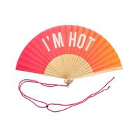 Fisura - Abanico original con mensaje “I’m hot”. Abanico de madera moderno y gracioso. Abanico rosa degradado. Abanico con cuelga abanico. 42,5 x 23 cm.