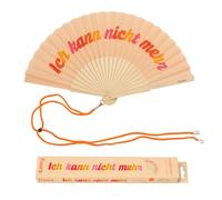Fisura - Abanico Original con Mensaje Ich kann Nicht Mehr”. Abanico de Madera Moderno y Colorido. Ventilador de Mano Naranja. Colgador Incluido. Idea de Regalo Divertida. 42,5 x 23 cm