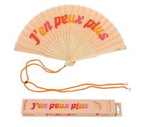 Fisura - Abanico Original con Mensaje “j’en peux Plus”. Abanico de Madera Moderno y Colorido. Ventilador de Mano Naranja. Colgador Incluido. Idea de Regalo Divertida. 42,5 x 23 cm