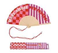 Fisura - Abanico Original con Mensaje “More Amore”. Abanico de Madera Moderno y Colorido. Ventilador de Mano Rosa. Colgador Incluido. Idea de Regalo Divertida. 42,5 x 23 cm